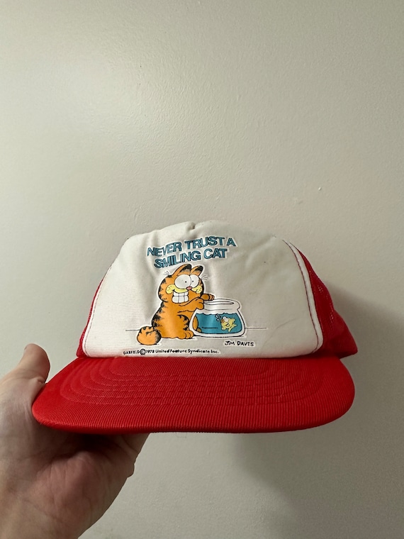 Vintage Garfield Hat 80s Cartoon Cat Trucker Hat Snap… Gem