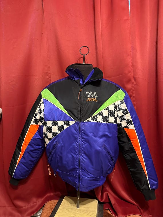 Vintage Team Arctic Cat Racing Jacket 90's Neon Snowmobile