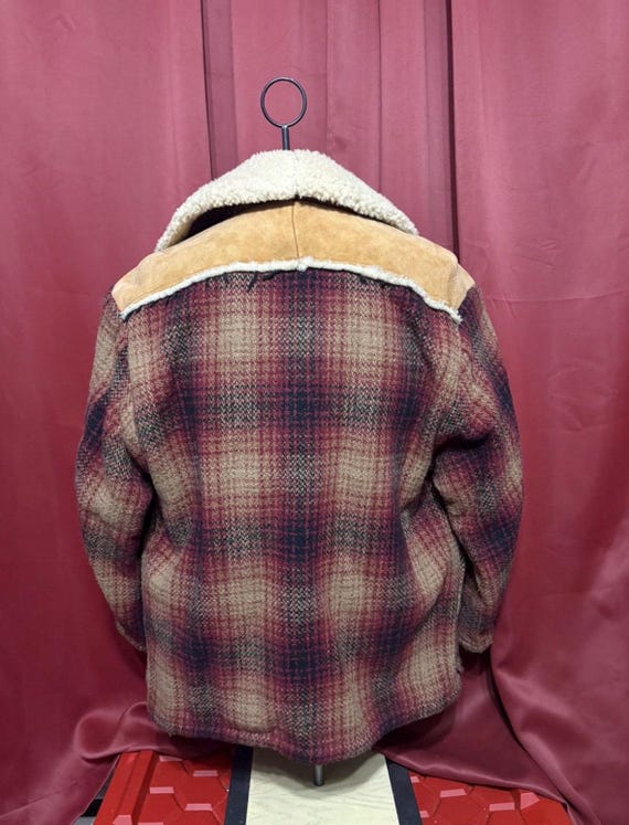 Vintage Marlboro Classics Jacket 80's Sherpa Plaid Ta… - Gem