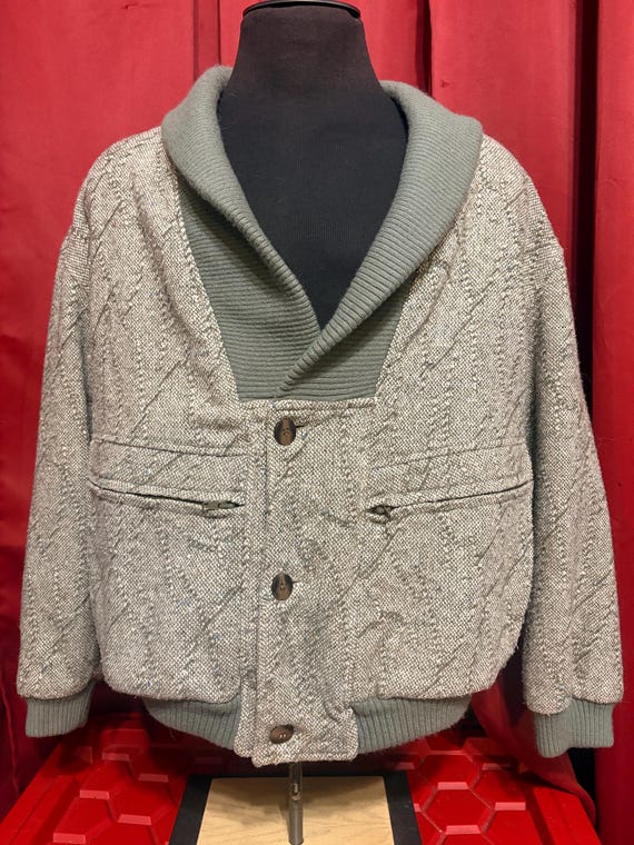 Geoffrey Beene, Vintage Geoffrey Beene Jacket Tweed Shawlneck Bomber Coat Boho Chic