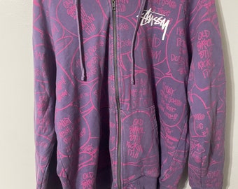 Stüssy Hoodie Classic Gear Y2K Streetwear All Over Print Stüssy Hoodie Classic Gear Y2K Streetwear All Over Print