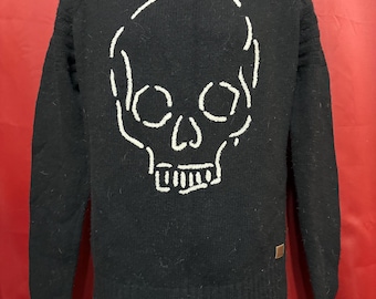Deus Ex Machina Sweater Y2K Skull Raglan Biker Knitwear Motorcycle Style