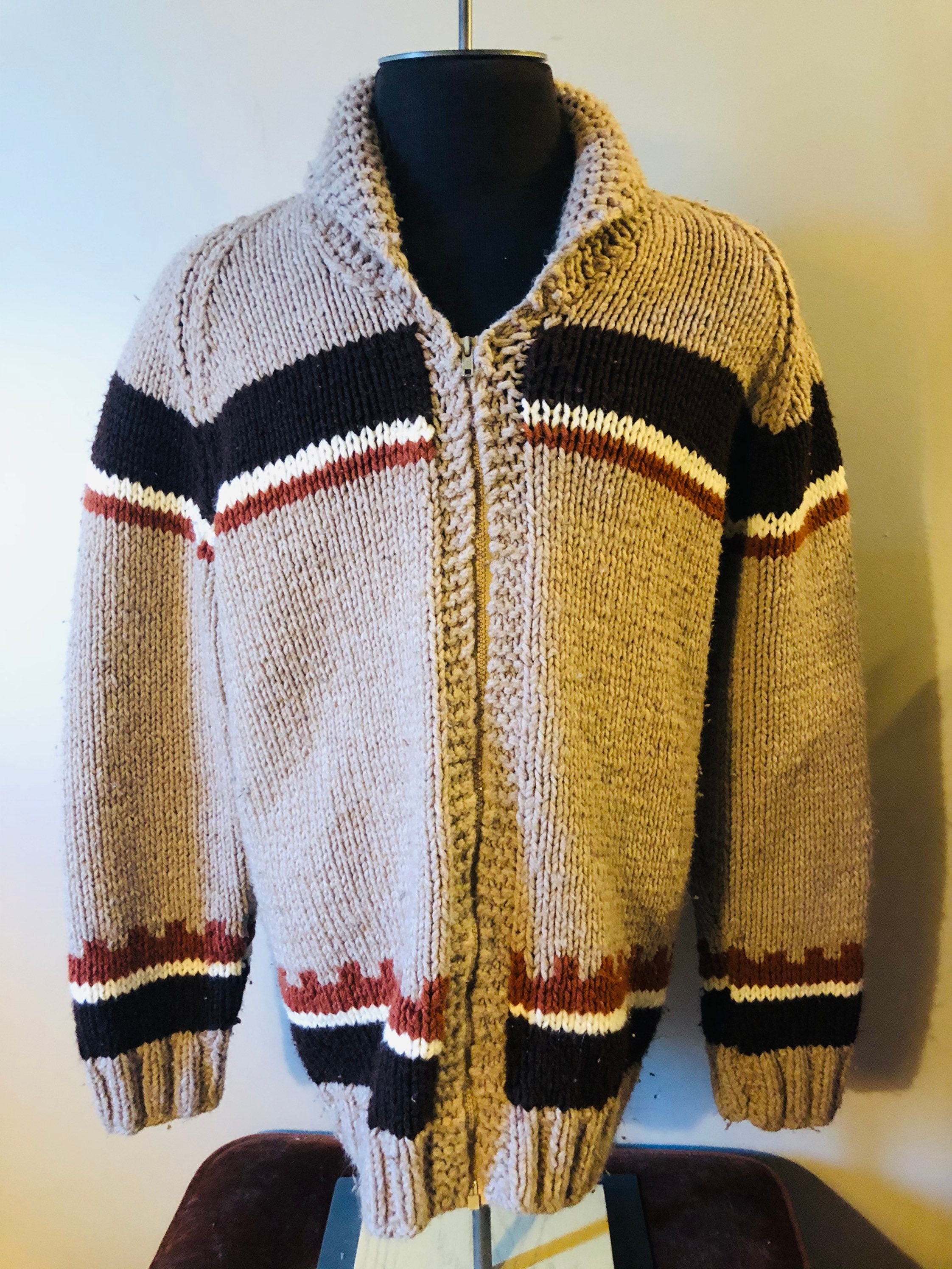 Vintage Buffalo Cowichan Sweater Tritone Stripe - Etsy