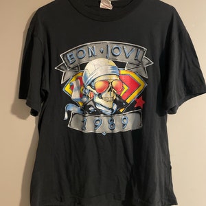 80s Bon Jovi Forever 1989 We're Back Tour Skull t-shirt