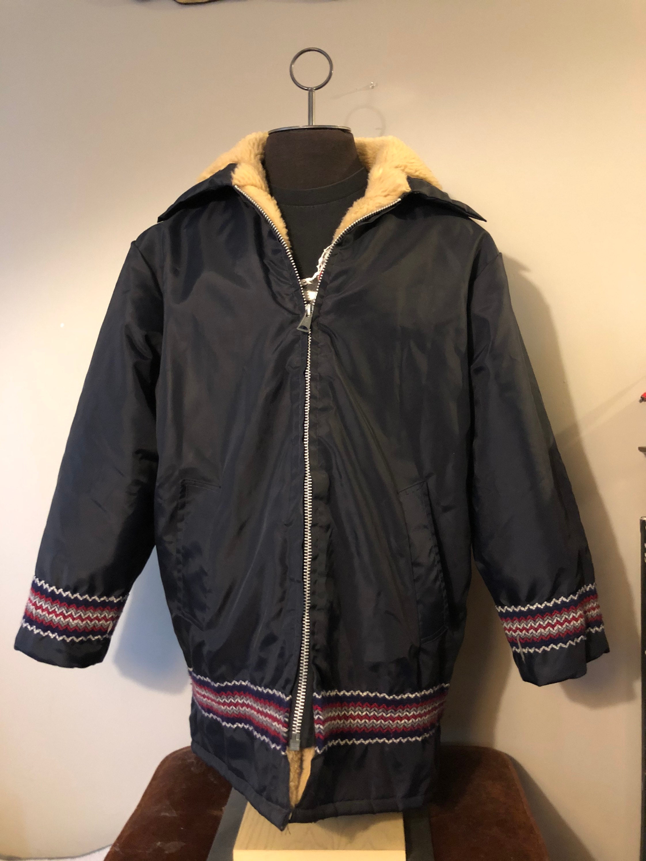 Vintage Winter Parka Jacket Borg style fur lining | Etsy