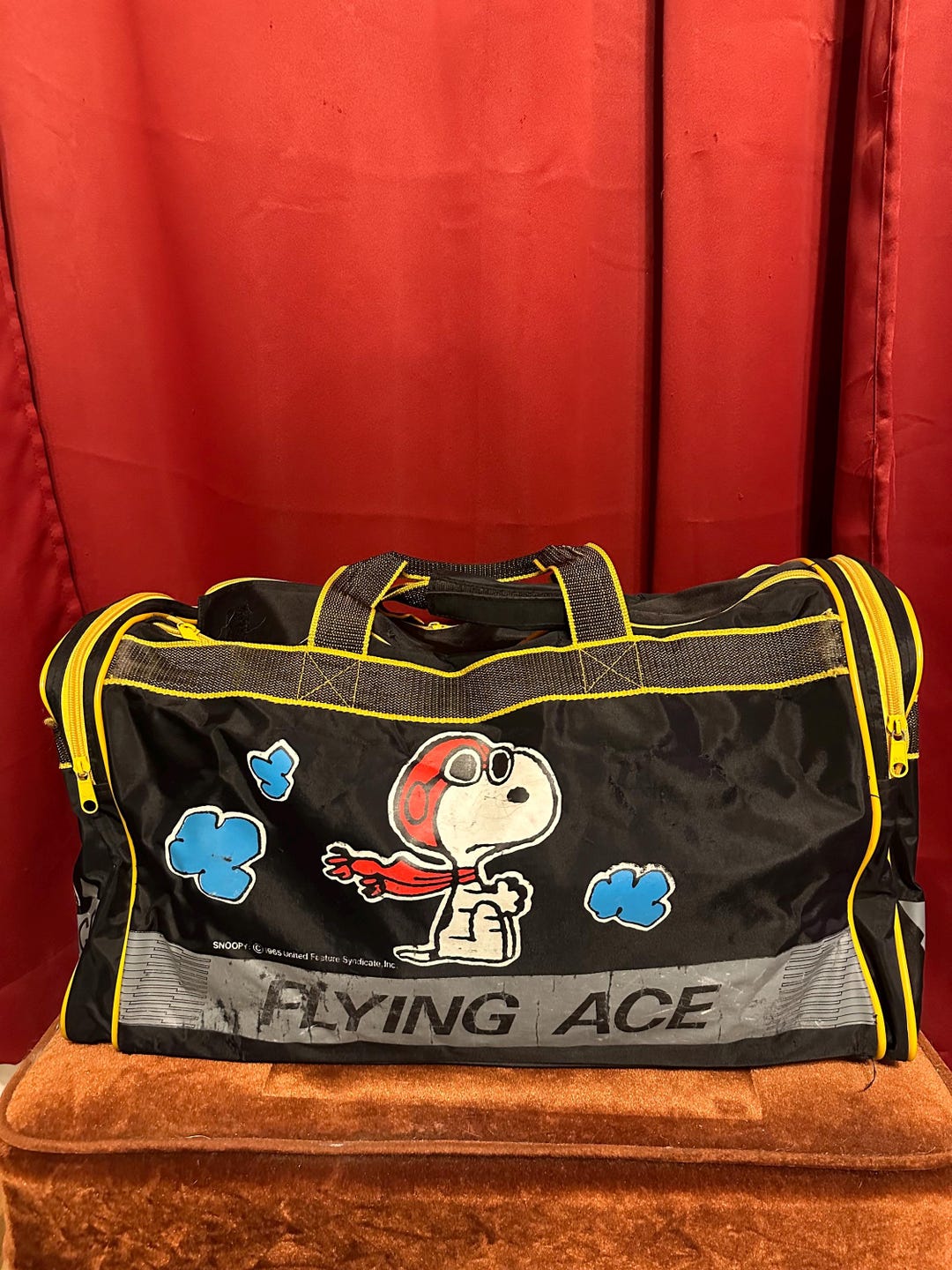 Vintage Snoopy Flying Ace Duffle Bag Peanuts Comic Strip Gym