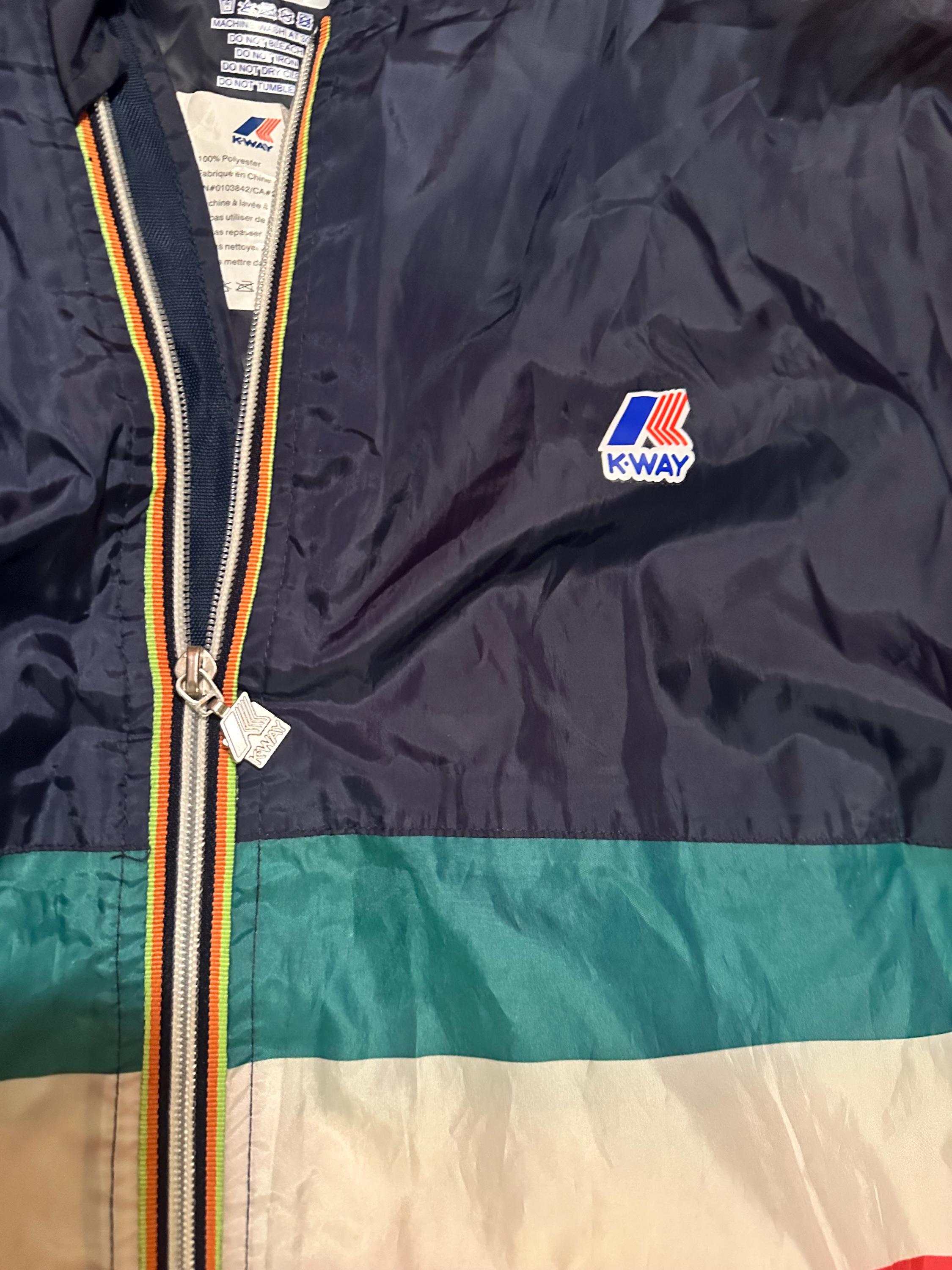 Vintage K Way Windbreaker Jacket 80's Hudson Bay Stripe