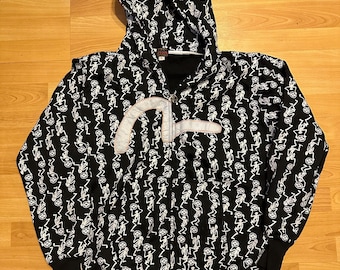 ジャケット・アウター 191 EVISU Kanji Print Full Zip Hoodie Evisu Hoodie Dancing Skeleton All Over Print Double Zipper Seagull