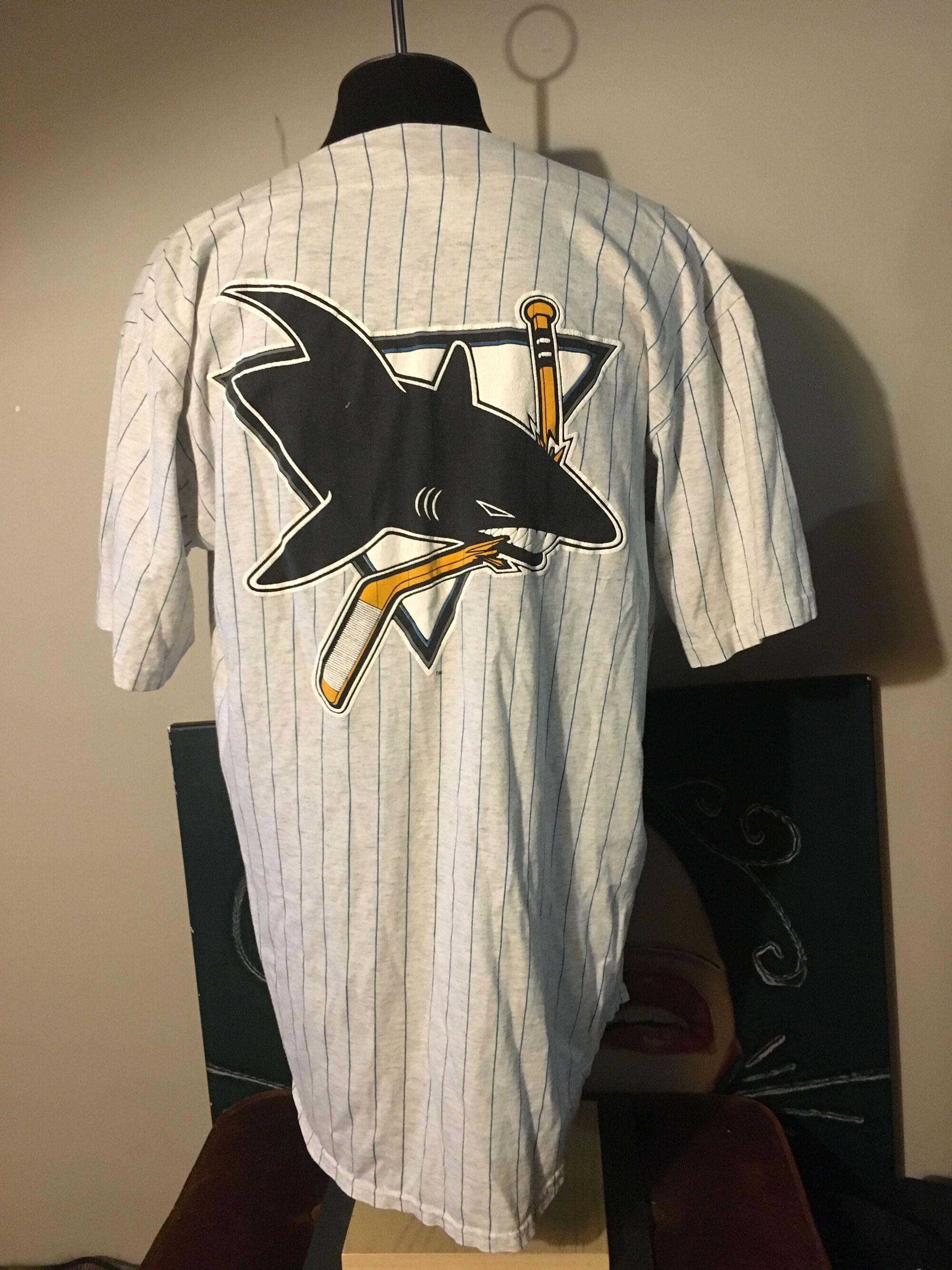 NHL San Jose Sharks Logo Baseball Jersey Shirt Custom Name For Men