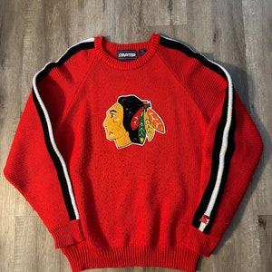 Vintage Chicago Blackhawks Sweater 90s Starter Knit Wear Rare NHL Grail
