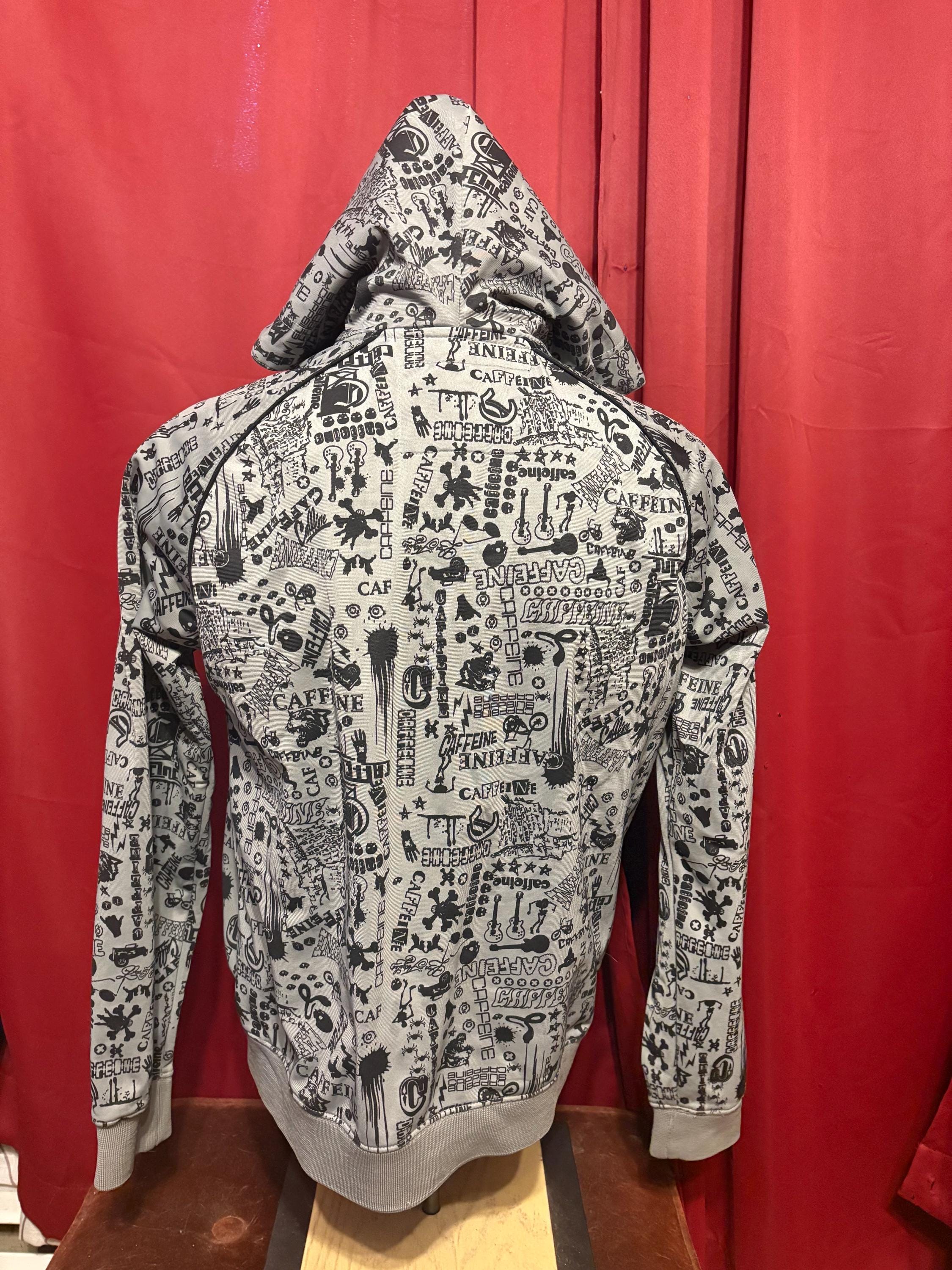 Vintage Caffeine Culture Zip up Hoodie Y2K All Over Print Jesse