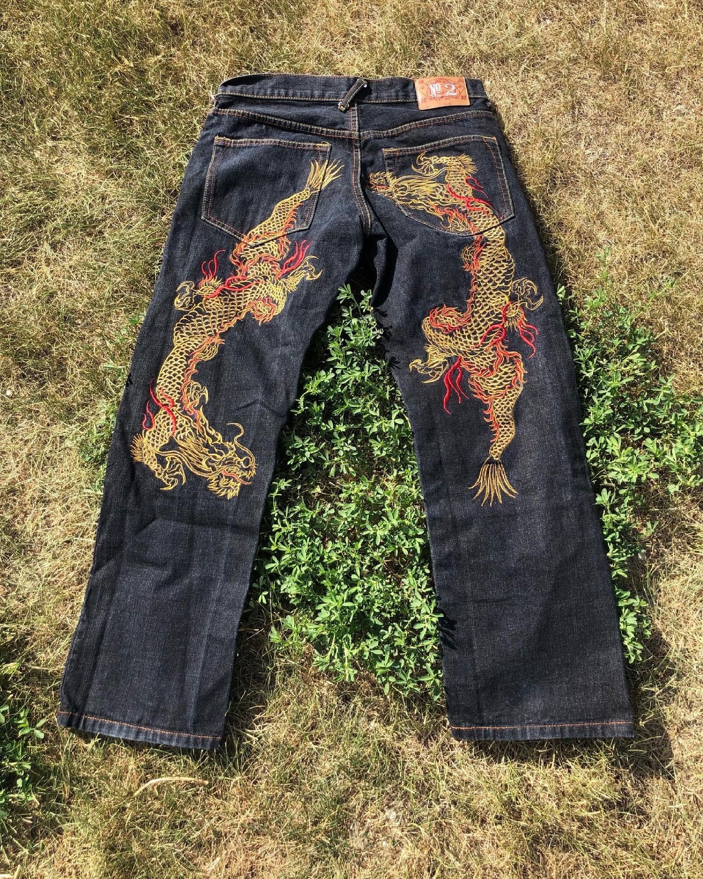 Evisu No Jeans Tradicional Dragón - Etsy España