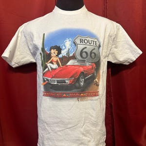 Vintage Betty Boop Route 66-shirt Y2K Classic Cars Americana Streetwear Grail