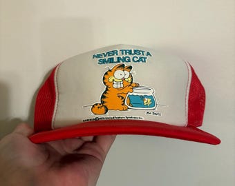 Vintage Garfield Hut 80er Jahre Cartoon Cat Trucker Hut Snapback