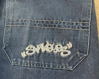 Vintage Snake Eyes Jeans Super Wide Leg Rave Pants 90s Skater
