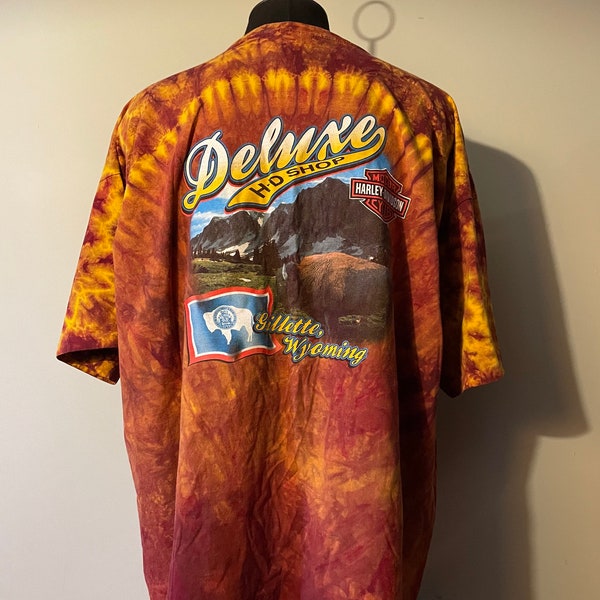 Harley Davidson Tie Dye Shirt Gillette, Wyoming Kanye Grail Deluxe HD Shop