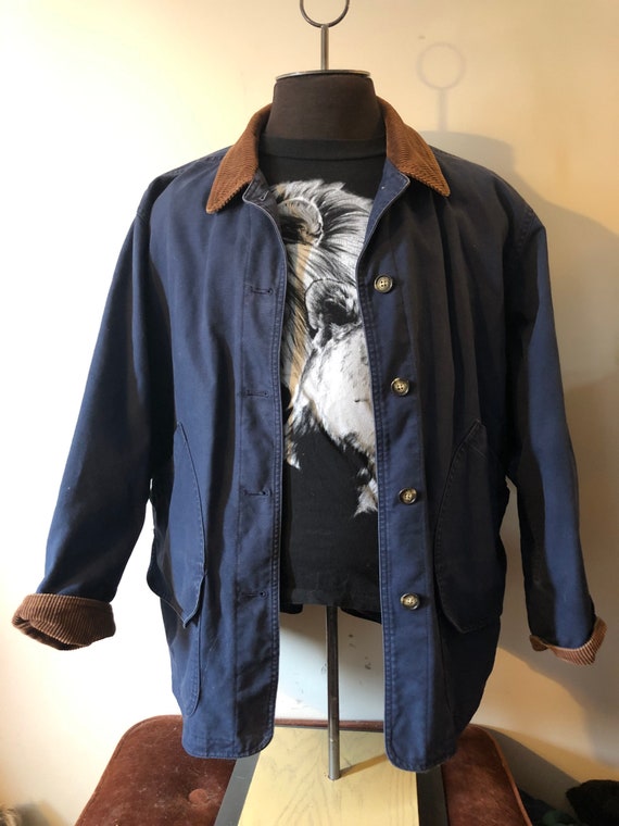 Vintage Lands End Chore Jacket Corduroy Collar and Cuff