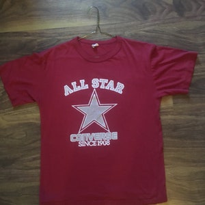 Vintage Converse All Star Tshirt 70’s Classic Sportswear Rare Burdandy Star Logo Streetwear