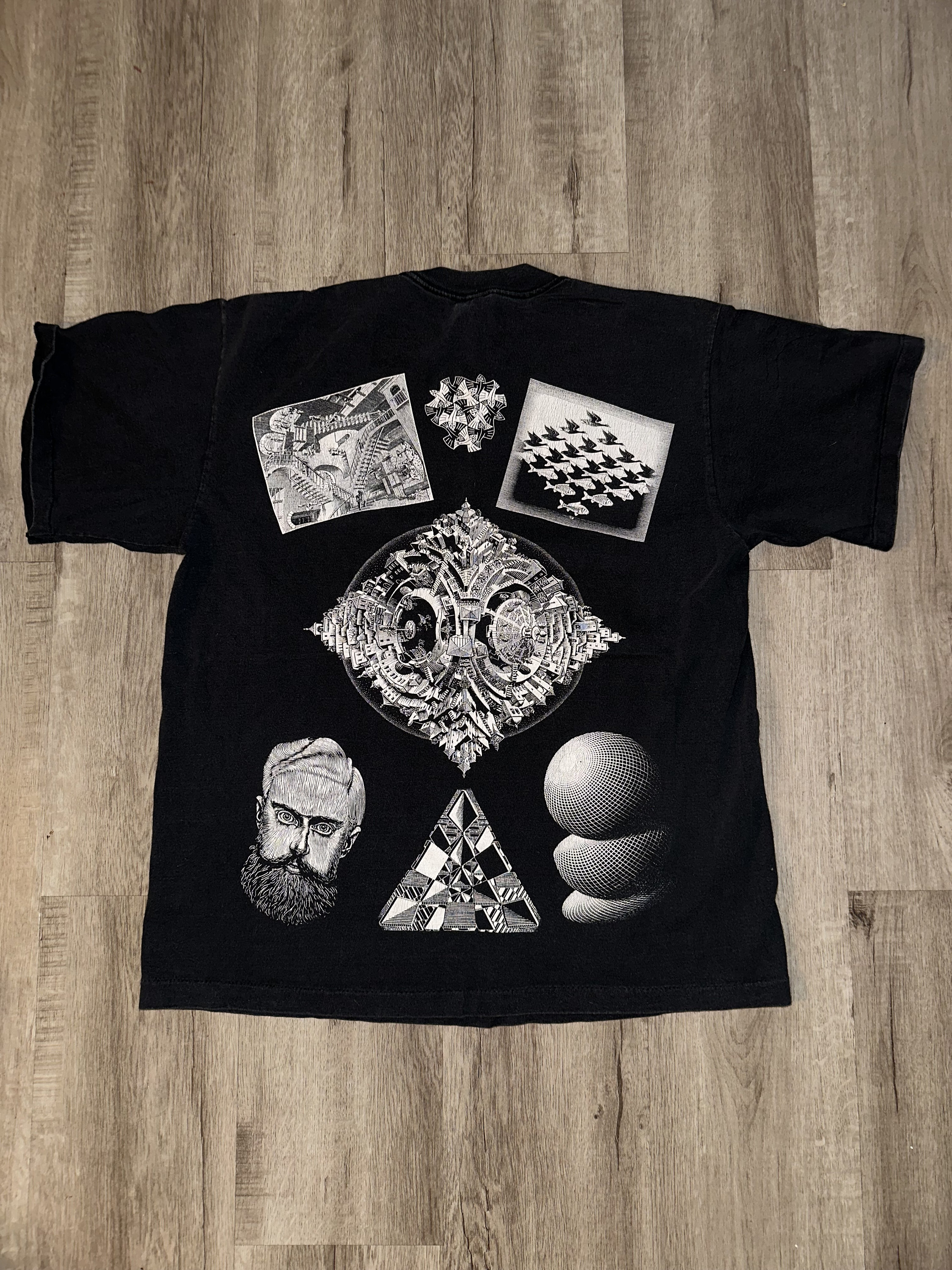 Vintage MC Escher Art Tshirt 90s Lithography All Over Print