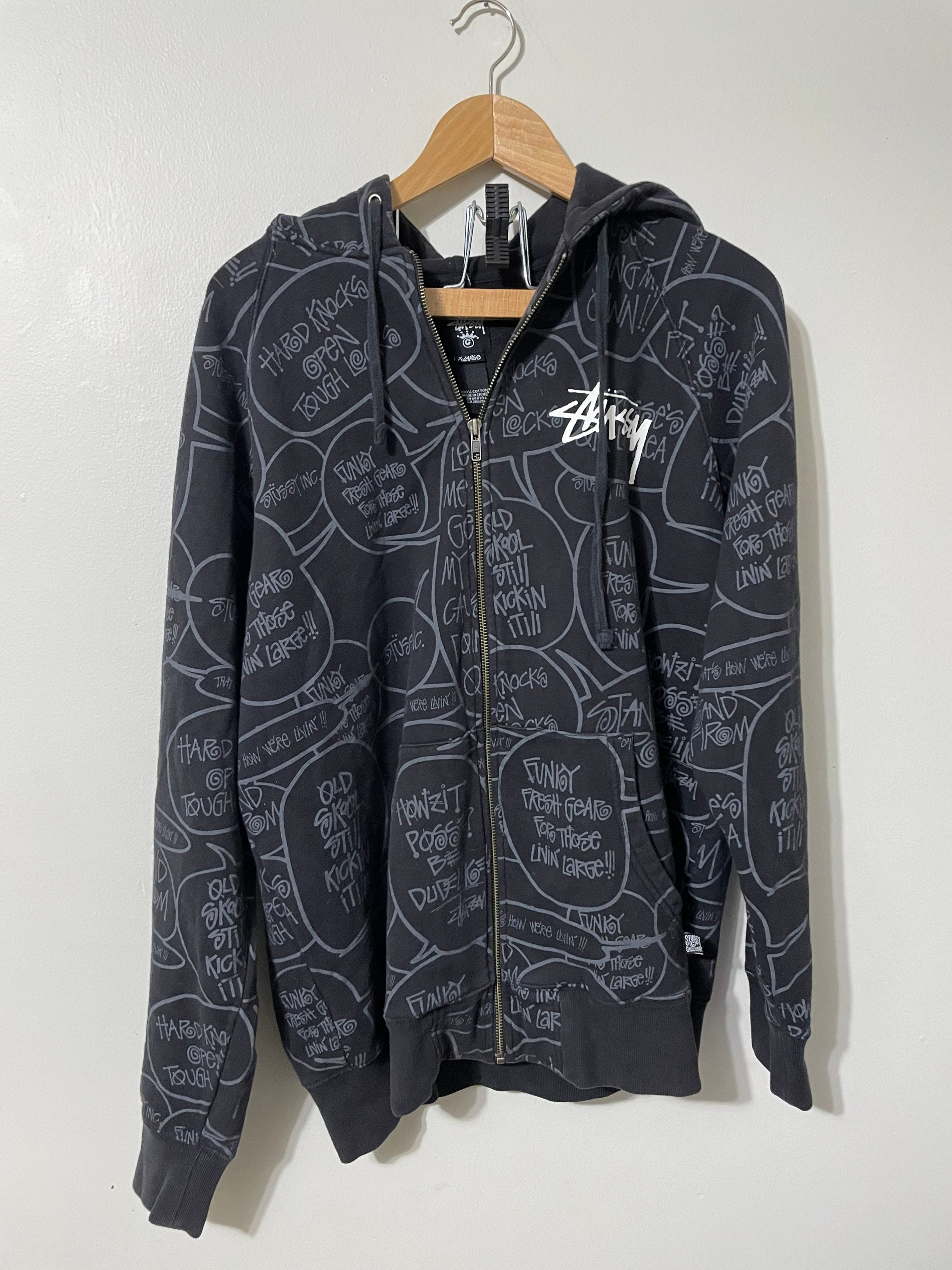 Stüssy Hoodie Y2K Streetwear Graffiti All Over Print Stussy - Etsy