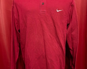 Polo Nike vintage a maniche lunghe anni '90 Swoosh Marlo Wine Burgandy Streetwear Chav Grail