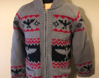 Vintage Cowichan Sweater Thunderbird Blanket lined Removable lining