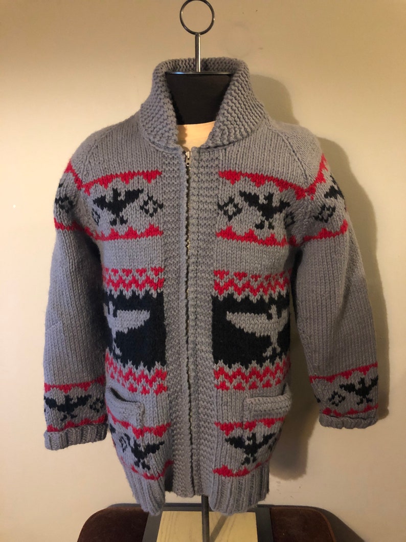Vintage Cowichan Sweater Thunderbird Blanket Lined Removable Etsy