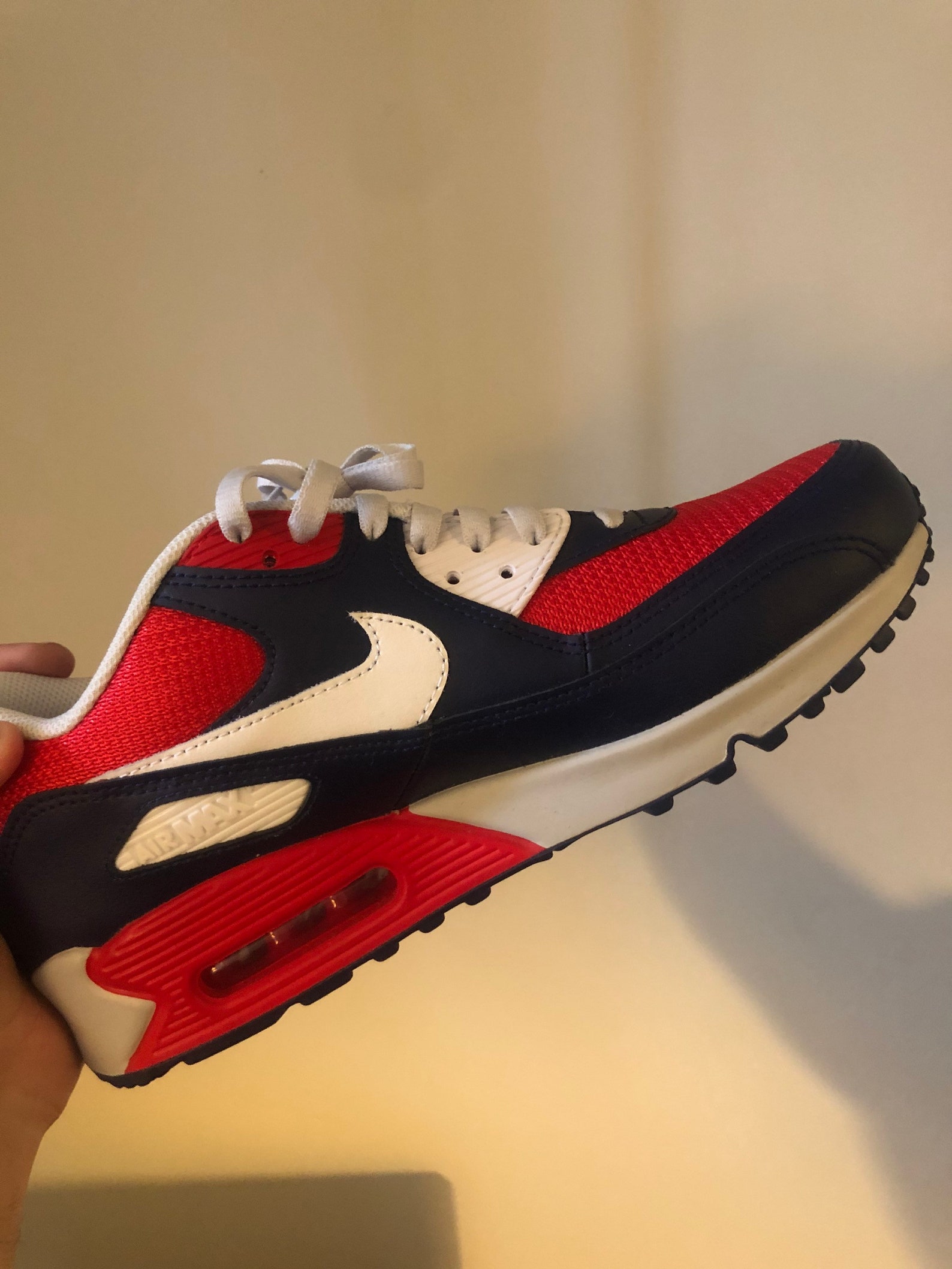 red and blue air max 90
