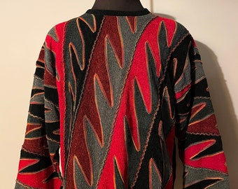 Vintage Tundra Sweater Flame Design Coogi Style Textile Knit Grail