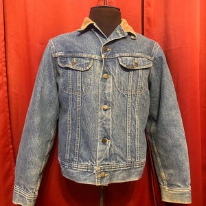 Vintage Lee Stormrider Jean Jacket 90’s Blanket Lined Workwear Corduroy Collar Denim