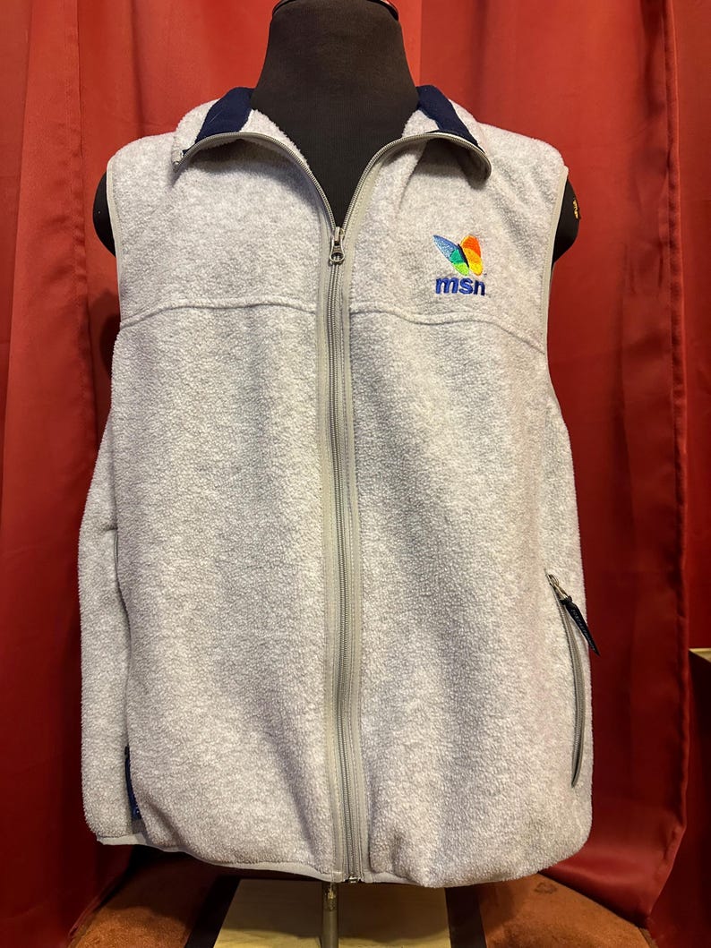 Vests Computers Vintage MSN Fleece Vest 90’s Computer Geek MSN Messenger Butterfly Logo ...