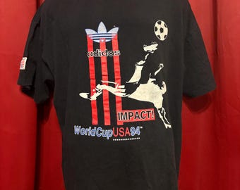 Vintage Adidas Impact Tshirt 90’s World Cup Soccer Sportswear Football Tee Grail