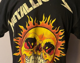 Vintage Metallica Shirt Pushead 90's Band Tee Grail Burning Sun