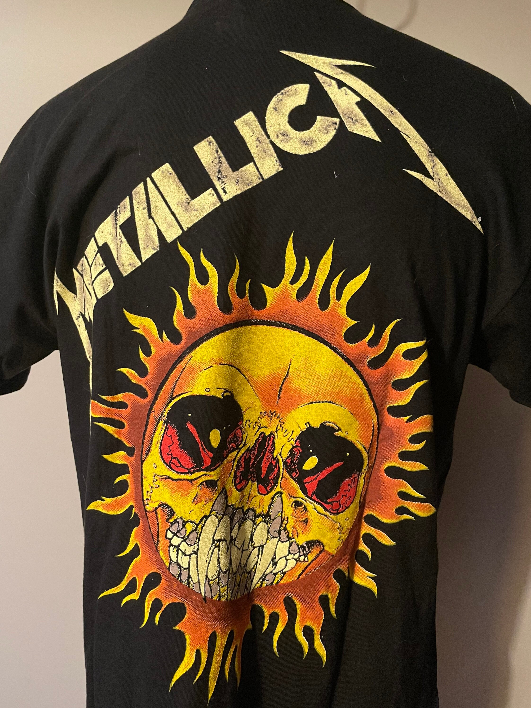 ミュージシャン Vintage LLICA 90's band t Pushead Vintage Metallica Shirt Pushead 90's Band Tee Grail Burning Sun