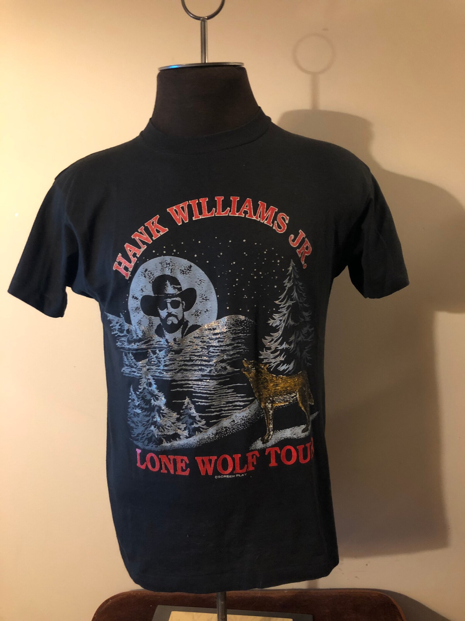 Vintage Hank Williams Jr Shirt Lone Wolf Tour Outlaw Music Etsy France