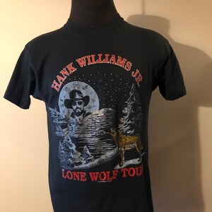 Vintage Hank Williams Jr Shirt Lone Wolf Tour Outlaw Music
