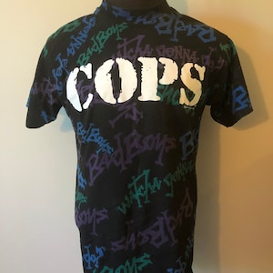 Vintage COPS TV Show Shirt 80s All Over Print