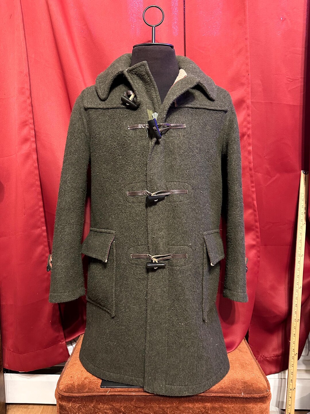Vintage Sears Wool Duffle Coat Toggle Button Hooded Gloverall Style ...