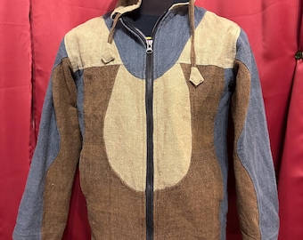 Patchwork Style Zip Up Jacke Nepal Hippie Hoodie Handmade