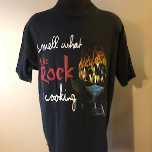 Vintage The Rock shirt If You Smell What The Rock Is Cooking Stone Cold BBQ 90s Grail