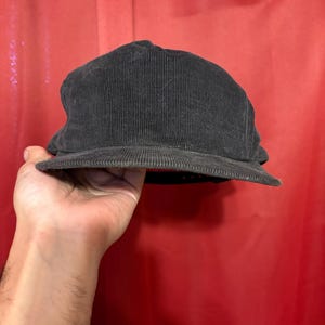 Vintage Black Corduroy Hat 90’s SnapBack Minimalist Tonal