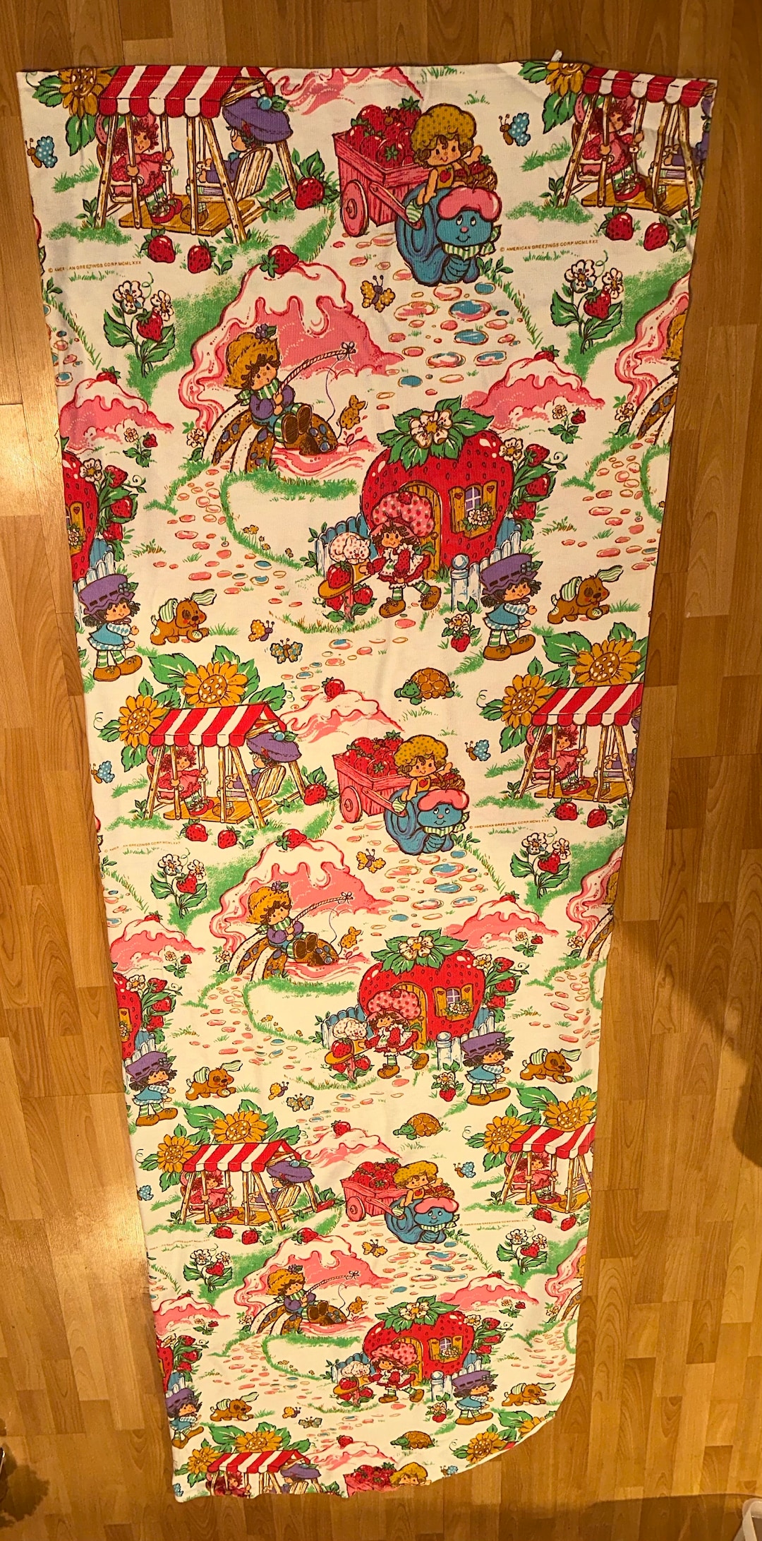 vintage-strawberry-shortcake-bed-spread-blanket-103-x72-roughly-etsy