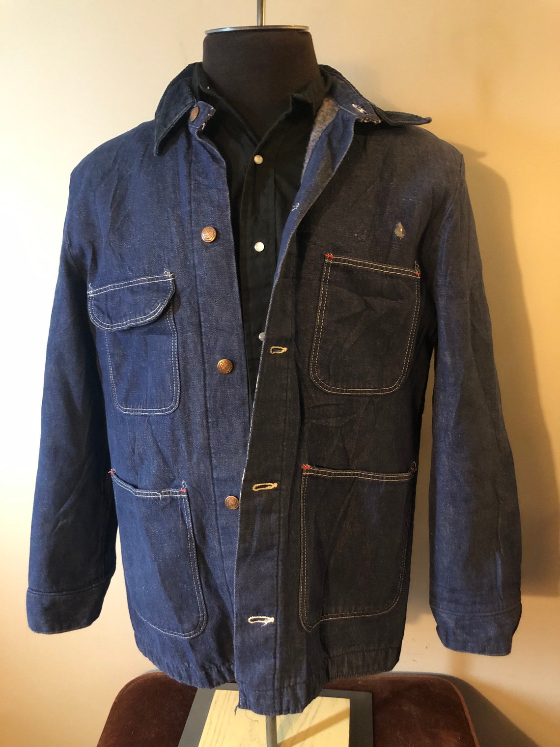 Vintage Denim Chore Jacket Blanket Lined 60s/70s Etsy