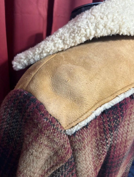 Vintage Marlboro Classics Jacket 80's Sherpa Plaid Ta… - Gem