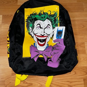 Sac à dos Batman vintage des années 80 Rare The Joker DC Comics Distressed