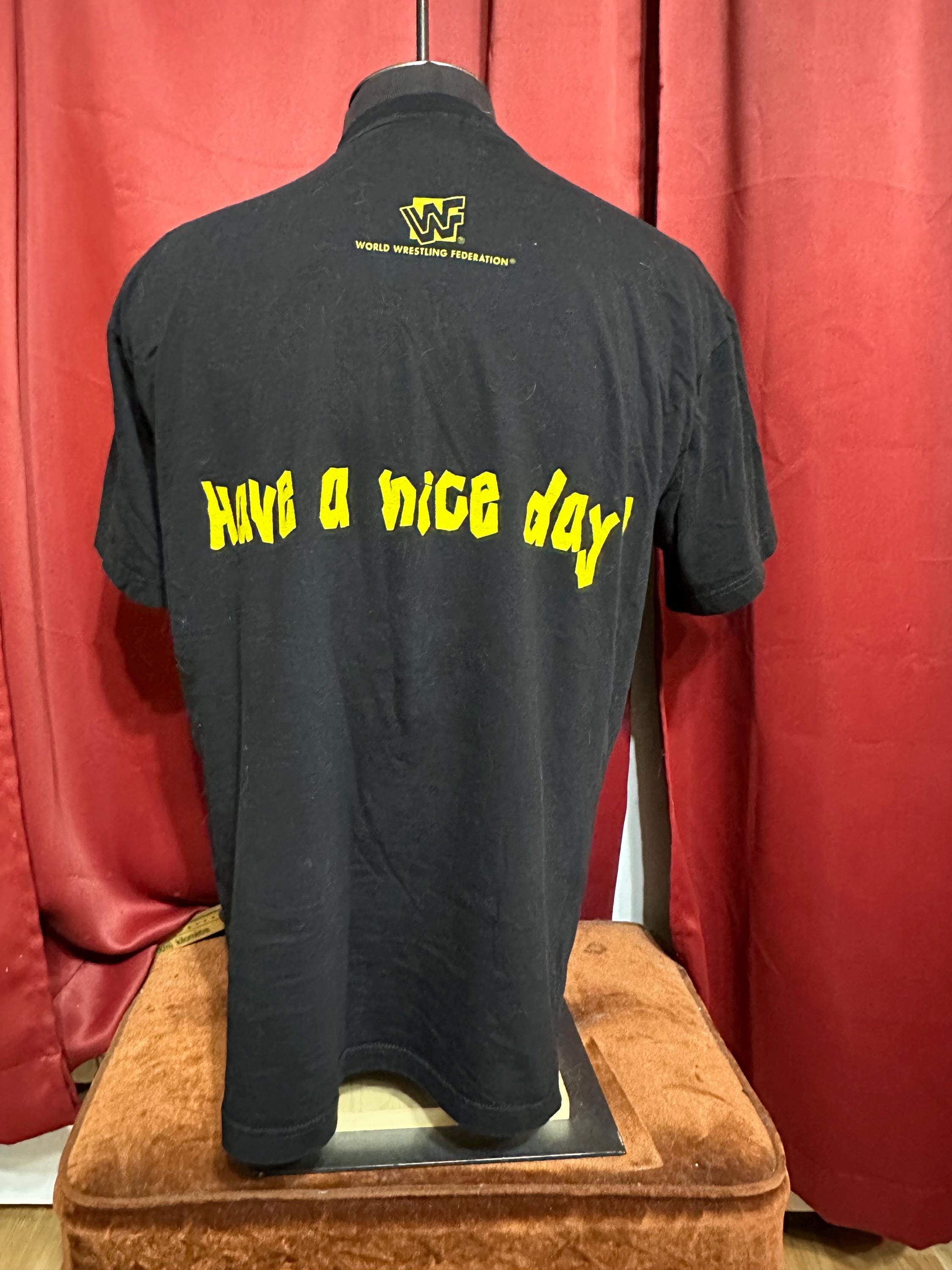 Vintage Mankind Smiley Face Mask Tshirt 90's WWF WWE Attitude Era