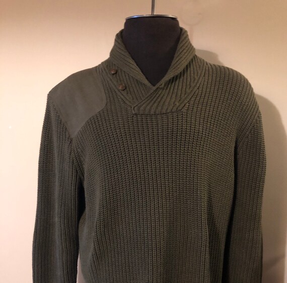 Vintage Ralph Lauren Polo Sweater Shawl Neck Milit