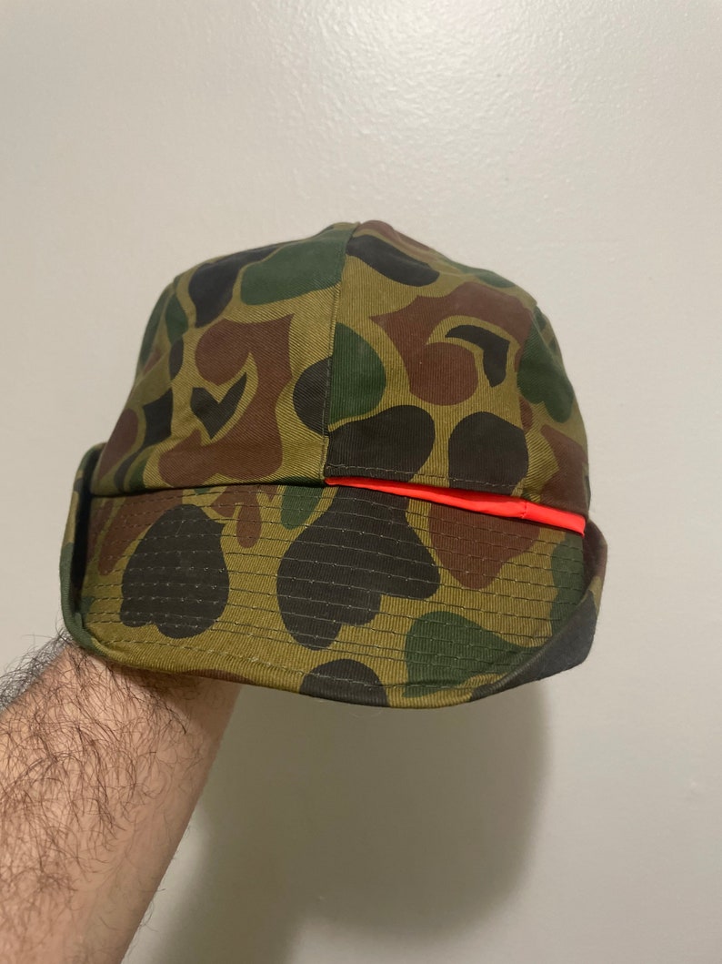 Vintage Camouflage Hunting Jones Hat Reversible Orange Hi Etsy