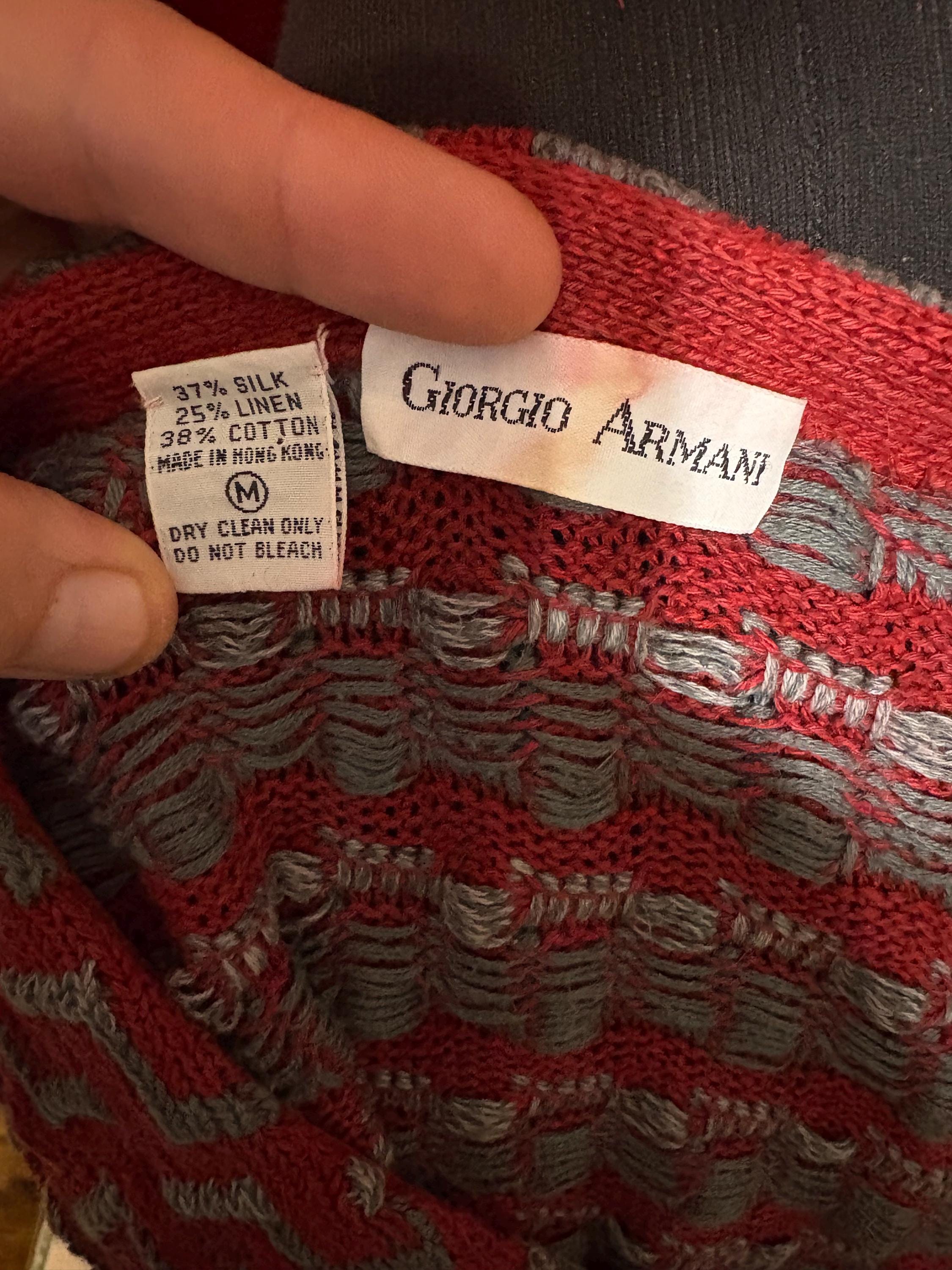 Vintage Giorgio Armani Cardigan Sweater 80's Silk Linen Cotton