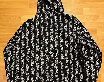 Evisu Hoodie Dancing Skeleton All Over Print Double Zipper Seagull
